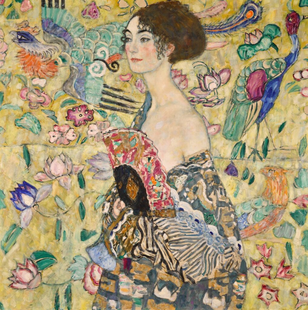 Lady with Fan (1917) - Gustav Klimt Tablo