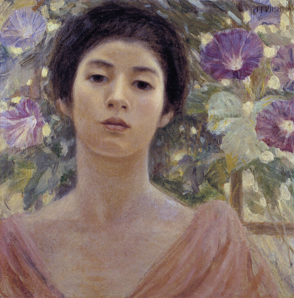 Lady with Morning Glory - Fujishima Takeji Tablo