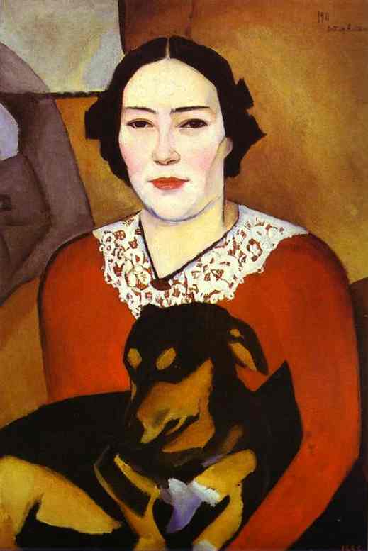 Lady with a Dog. Portrait of Esther Schwartzmann. (1911) - Nathan Altman Tablo