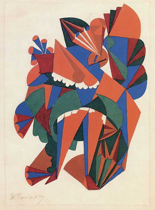 Lady with a Fan. Sketch of a Costume for the Ballet «Natural History» (1916) - Mikhail Larionov Tablo