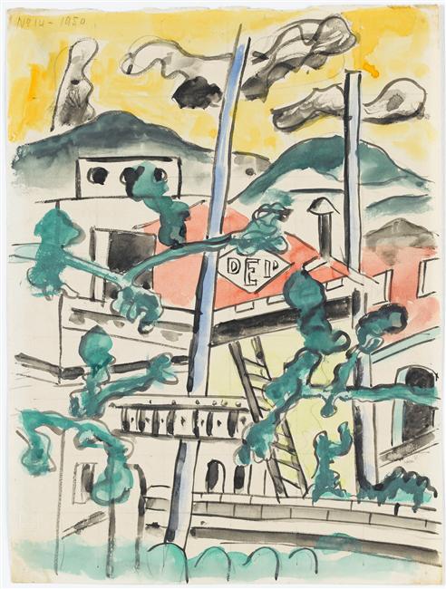 Landscape - Fernand Léger Tablo