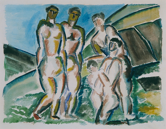 Landscape and bathers (1919) - Ossip Zadkine Tablo