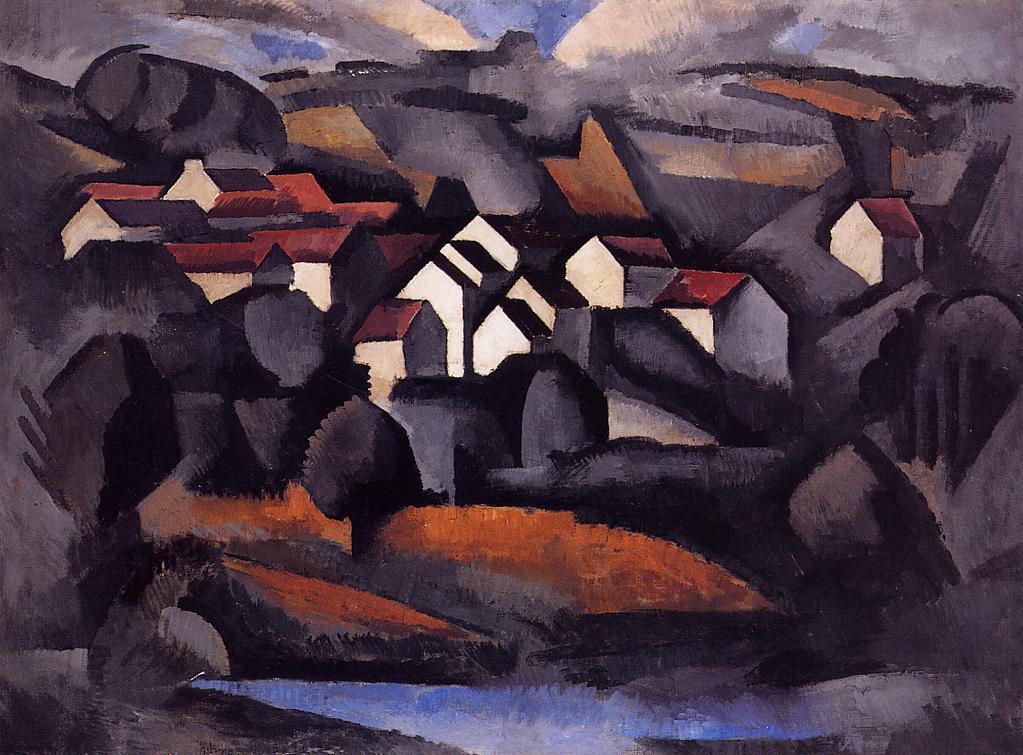 Landscape at Ferte Soud Jouarre (1911) - Roger de La Fresnaye Tablo