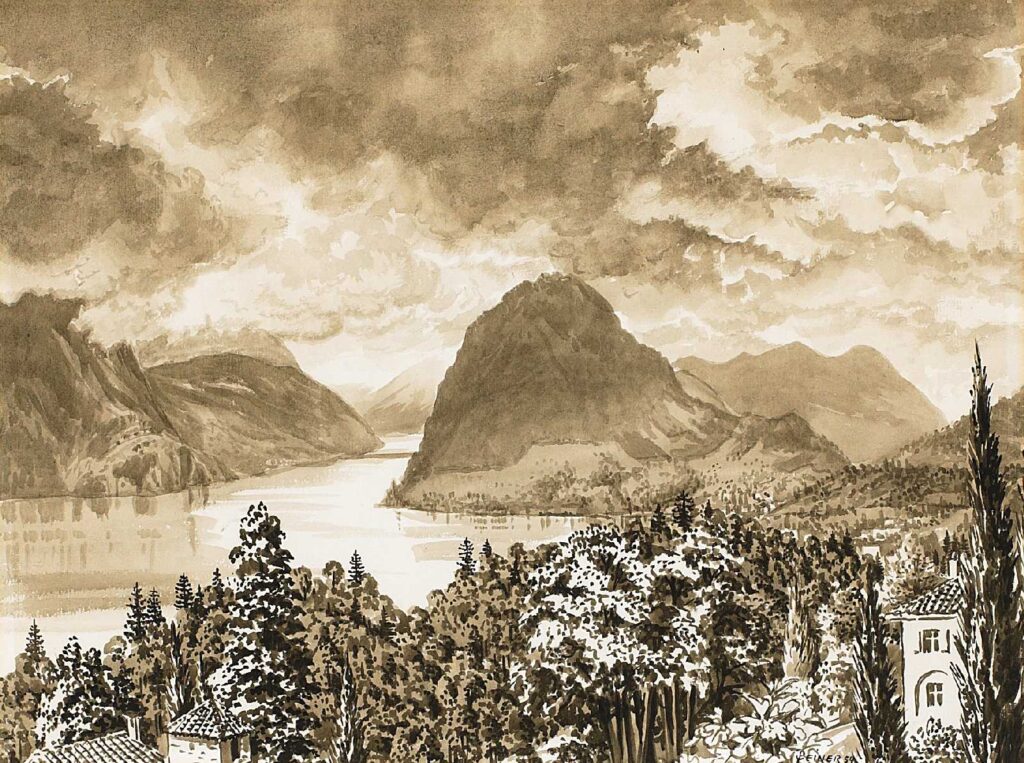 Landscape at a Northern Italian Lake - Werner Peiner Tablo