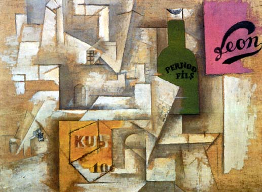 Landscape with Posters (1912) - Pablo Picasso Tablo