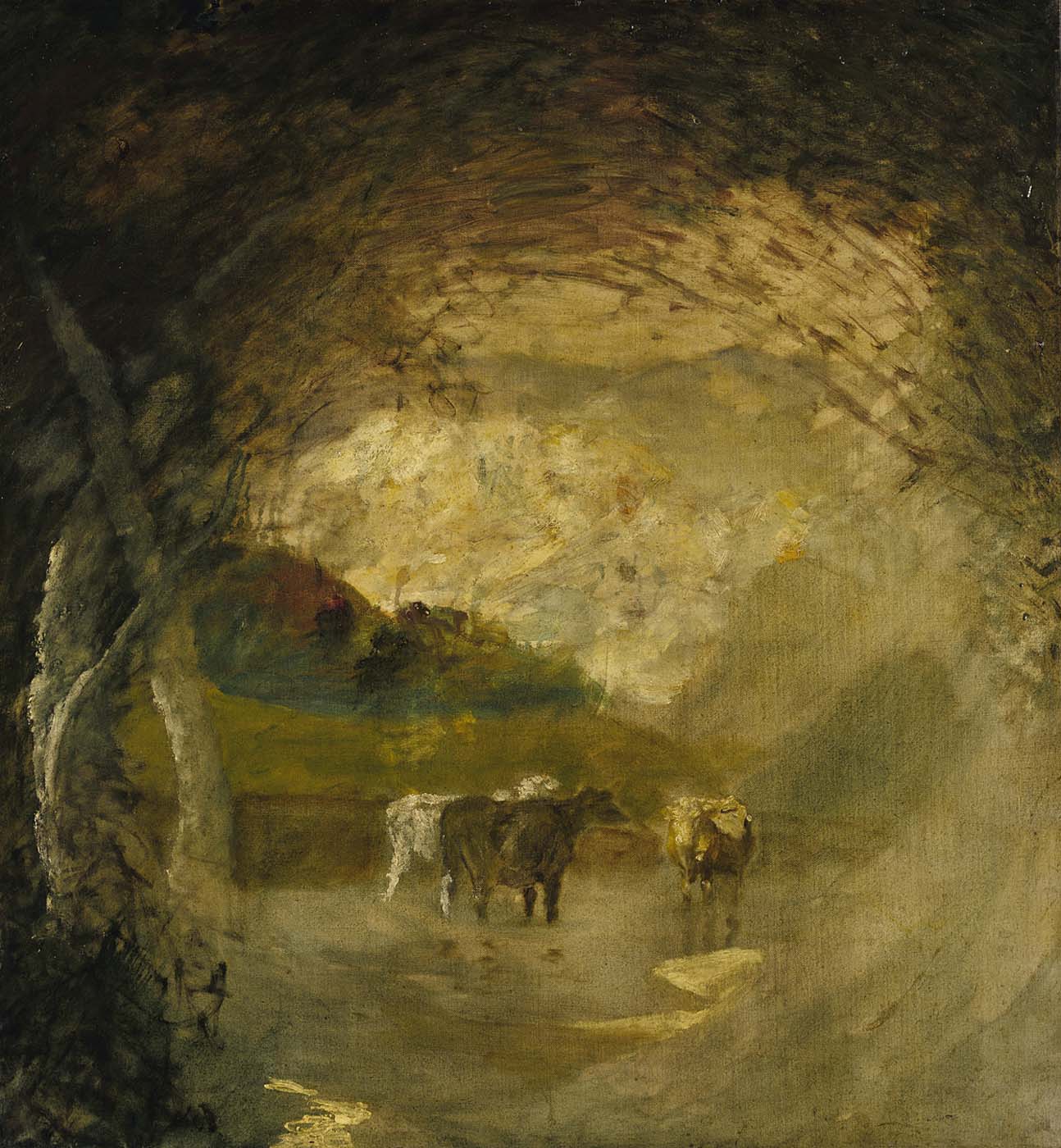 Landscape with Trees and Cattle (1895) - Albert Pinkham Ryder Tablo