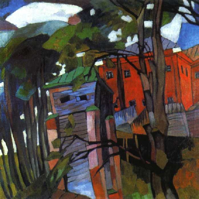 Landscape with a red house (1917) – Aristarkh Lentulov Tablo