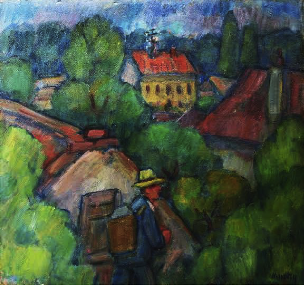 Landspace with a Walking Figure (1920) - Kmetty János Tablo