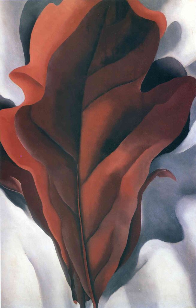 Large Dark Red Leaves on White - Georgia O'Keeffe Tablo