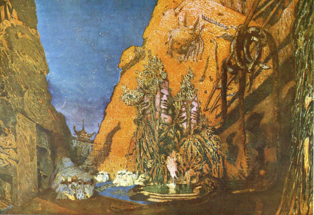 Le dieu bleu set design (1912) - Léon Bakst Tablo