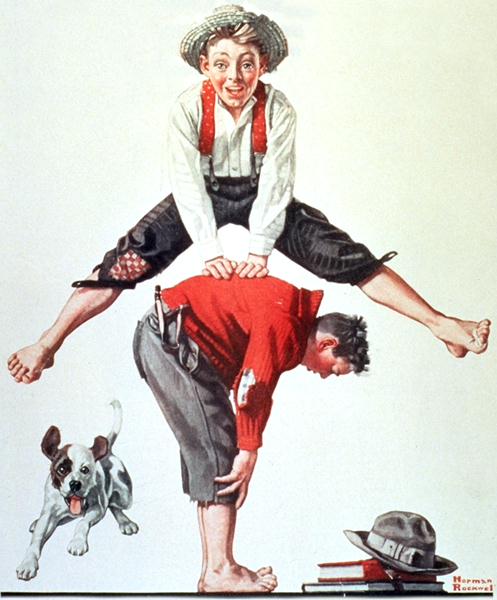 Leap (1919) - Norman Rockwell Tablo