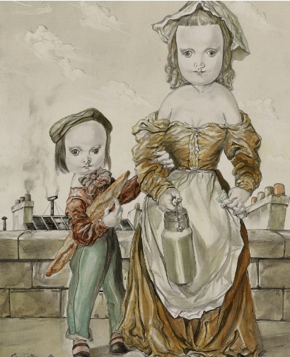 Les deux enfants portant le pain et le lait – Tsuguharu Foujita Tablo
