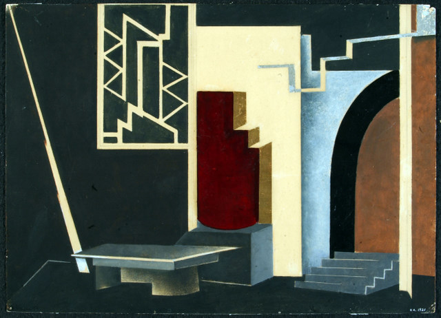 Library in the House of da Silva (set design for Uriel Acosta) (1922) - Nathan Altman Tablo