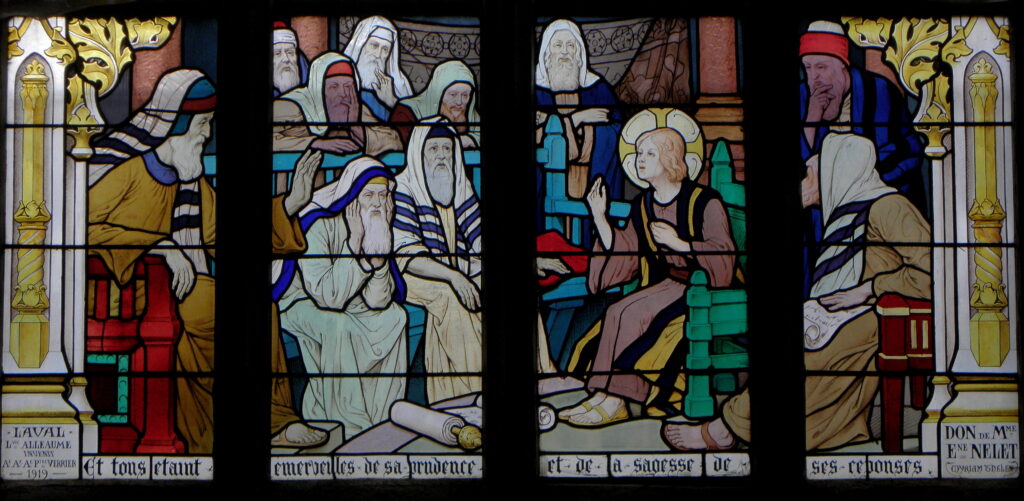Life of Christ. Eglise Saint Sulpice de Fougères (1er Registre. L'enfant Jésus Et Les Docteurs) (1919) - Ludovic Alleaume Tablo