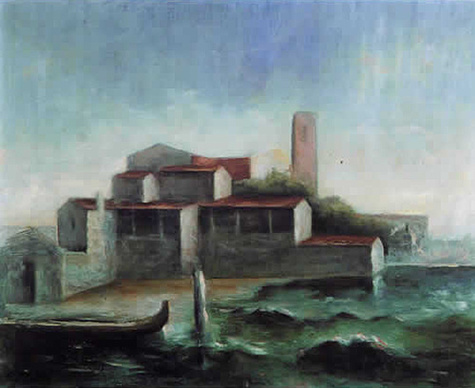 Lo squero di San Trovaso (1938) – Carlo Carrà Tablo