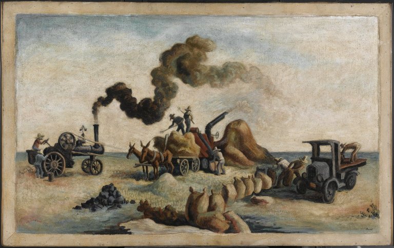 Louisiana Rice Fields (1928) - Thomas Hart Benton Tablo
