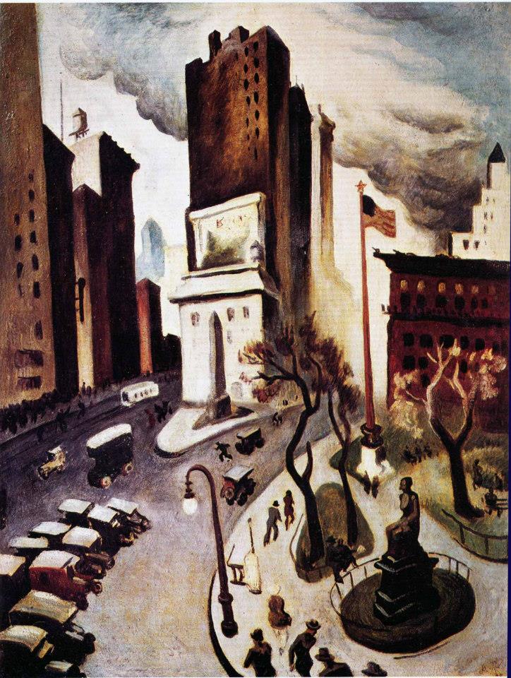 Madison Square Park in New York, City in the Early 1920's (1920) - Thomas Hart Benton Tablo