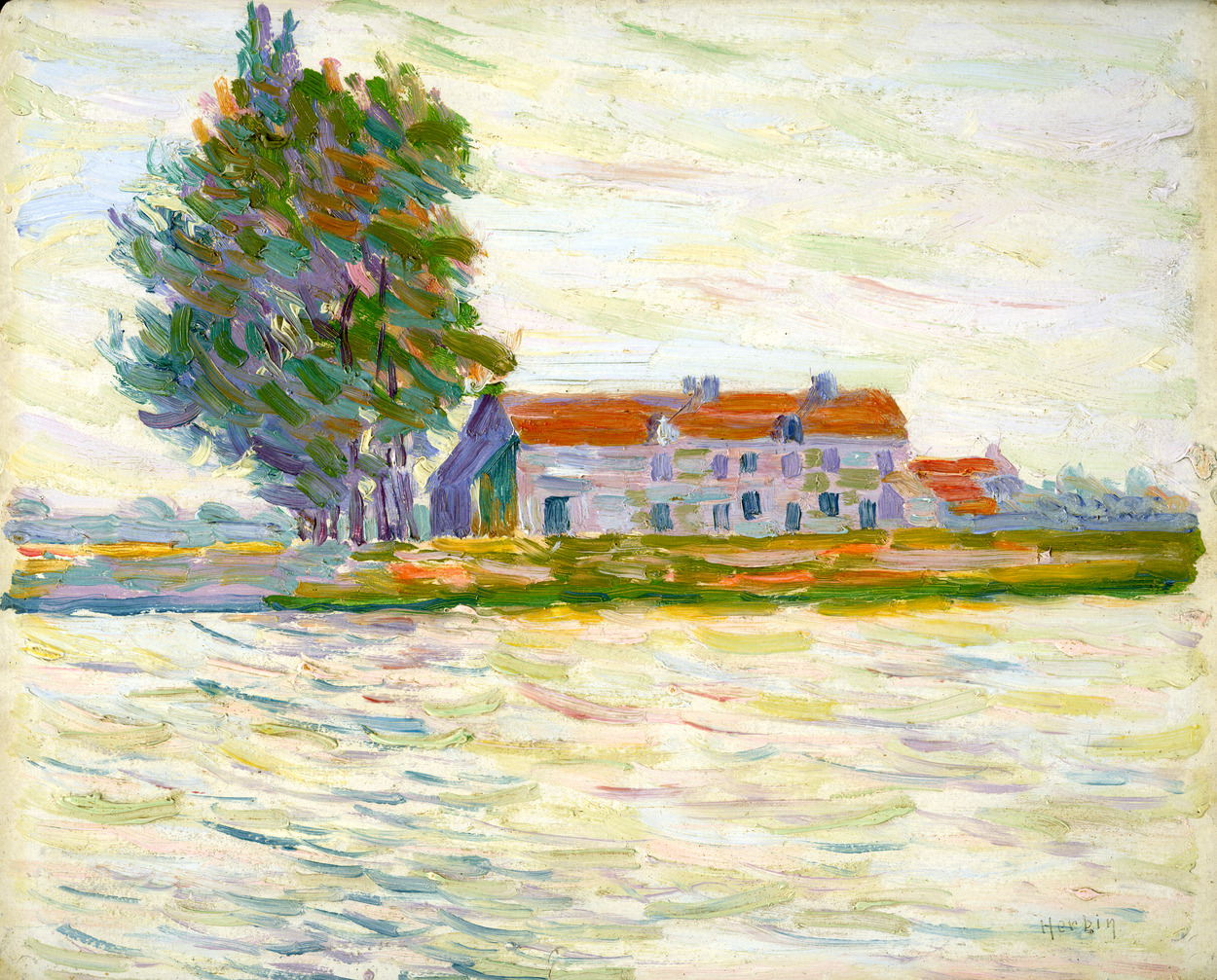 Maison au bord du Fleuve (1906) - Auguste Herbin Tablo