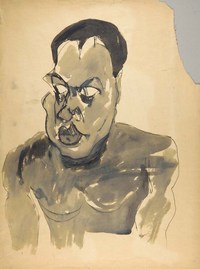 Male Nude Portrait Bust (1940) – William H. Johnson Tablo