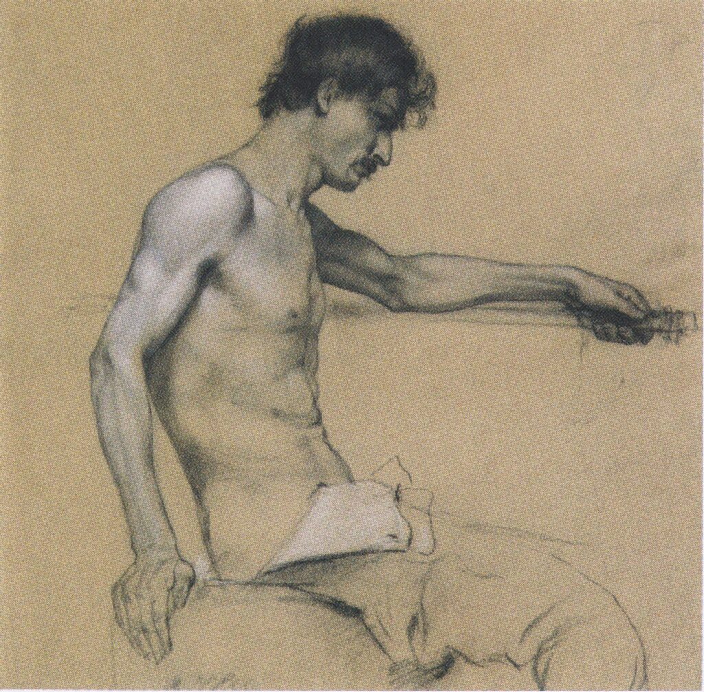 Male Nude Study (1888) - Koloman Moser Tablo