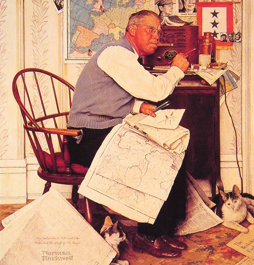 Man Charting WManeuvers (1944) - Norman Rockwell Tablo