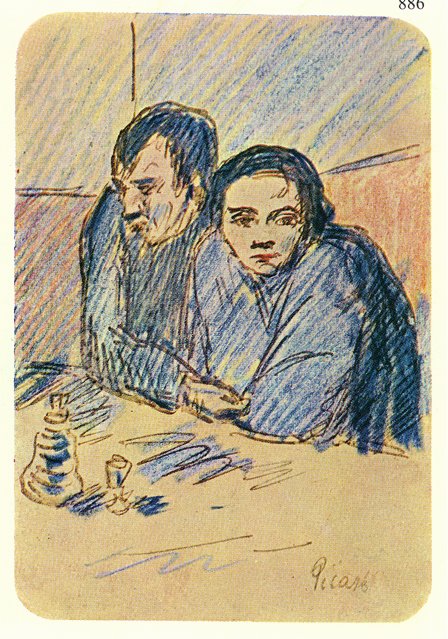 Man and woman in café (study) (1903) - Pablo Picasso Tablo