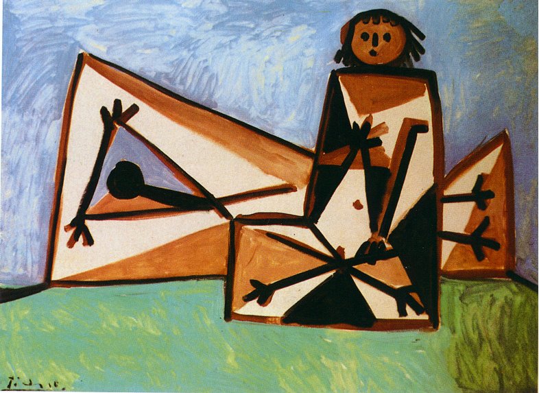 Man and woman on the beach (1956) - Pablo Picasso Tablo
