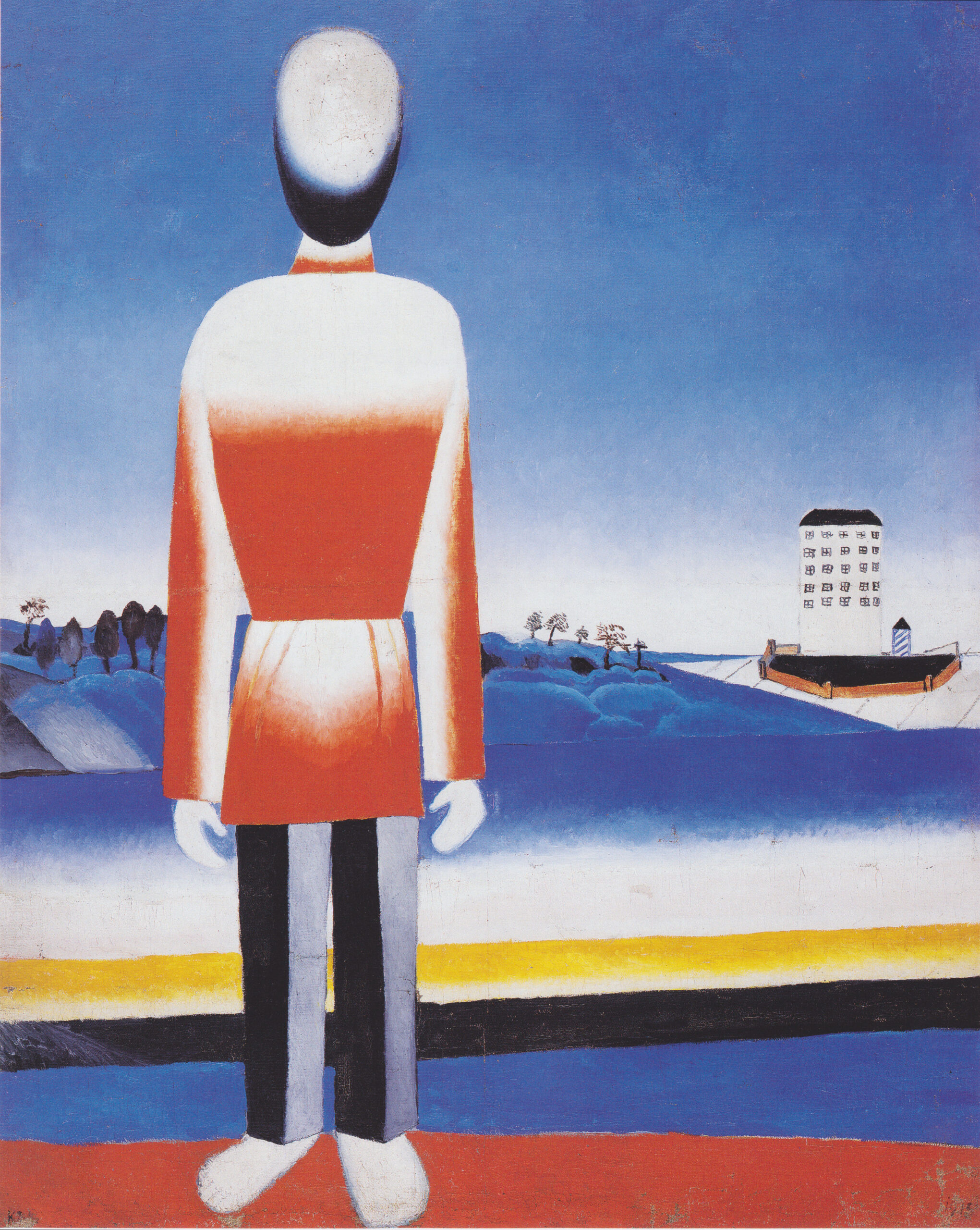 Man in Suprematist Landscape (1930) - Kazimir Malevich Tablo