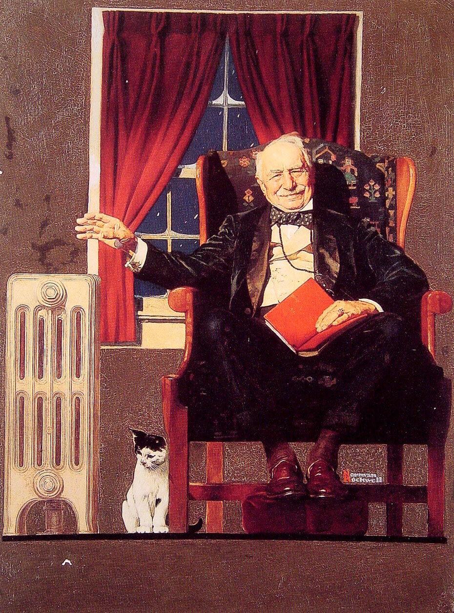 Man seated by a Radiator (1935) - Norman Rockwell Tablo