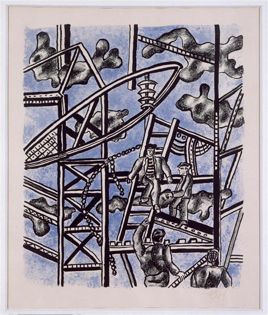 Manufacturers on a blue background (1951) - Fernand Léger Tablo