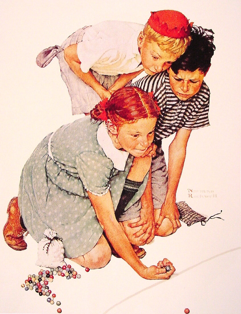 Marble Champion (1939) - Norman Rockwell Tablo