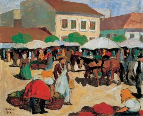 Market Square (1910) - Béla Kádár Tablo