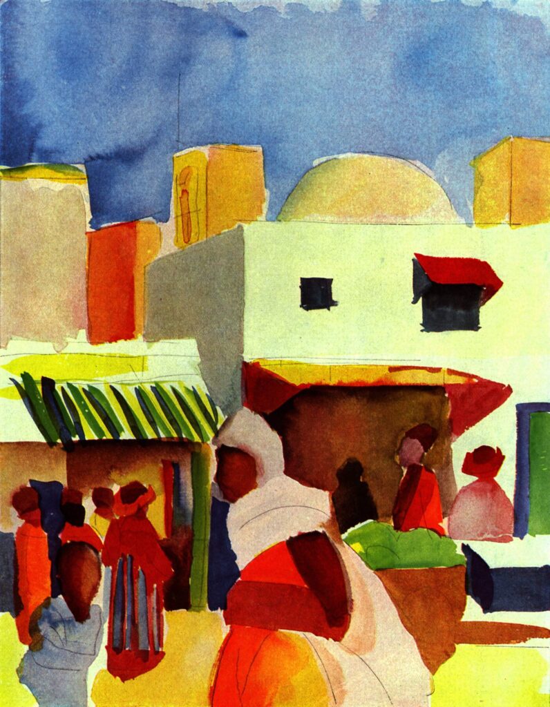 Market in Algiers (1914) - August Macke Tablo