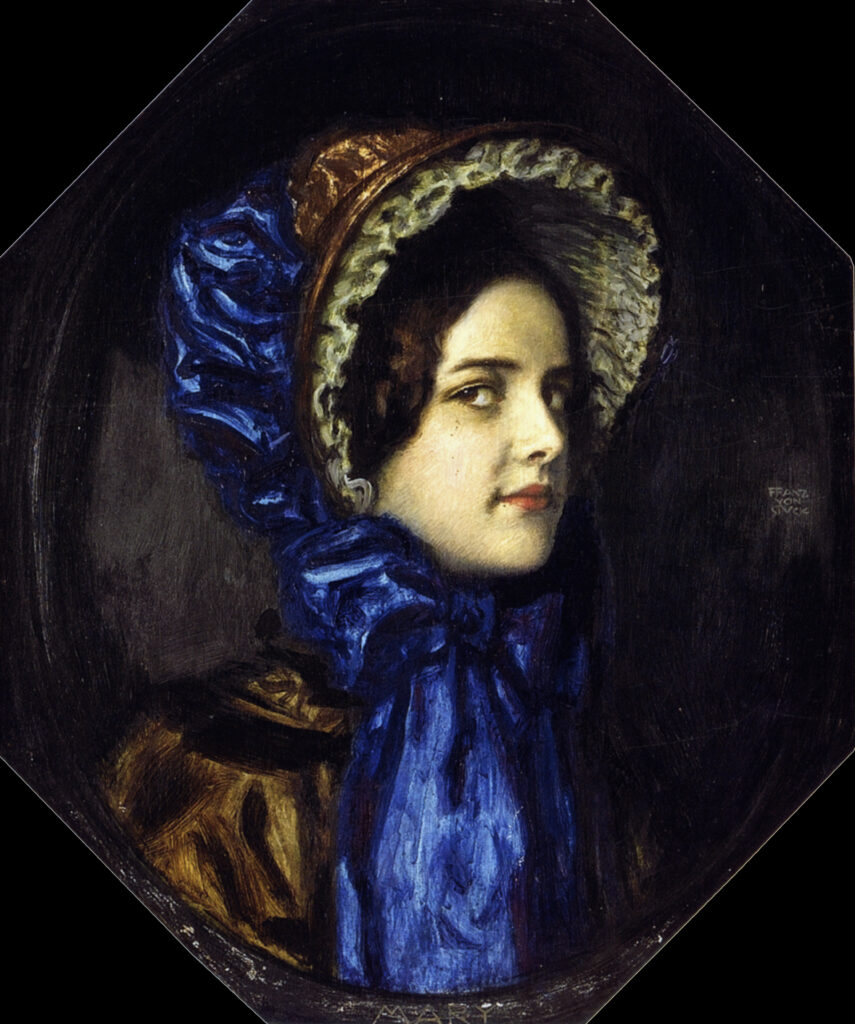 Mary with Biedermeier hut (1910) - Franz Stuck Tablo