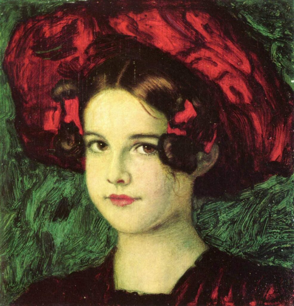 Mary with a red hat (1902) - Franz Stuck Tablo