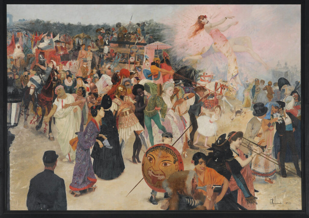Mascarade descendant les Champs Élysées (1884) - Georges Rochegrosse Tablo