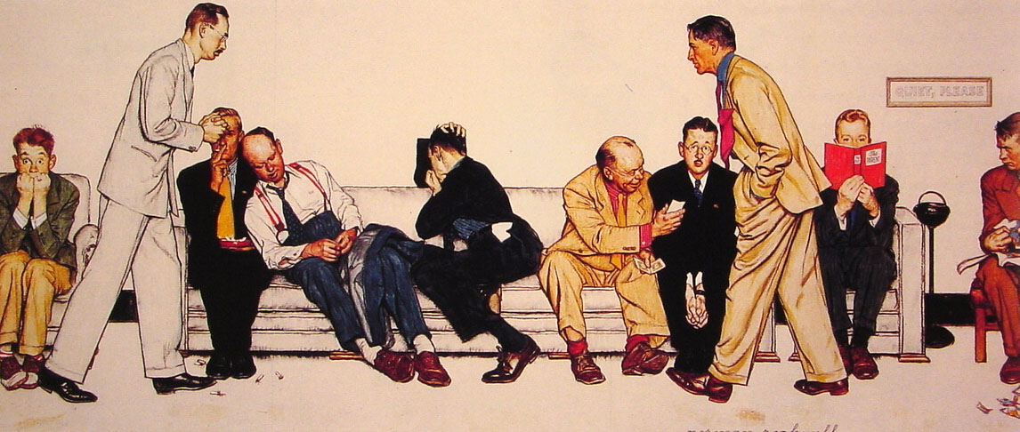Maternity Waiting Room (1946) - Norman Rockwell Tablo