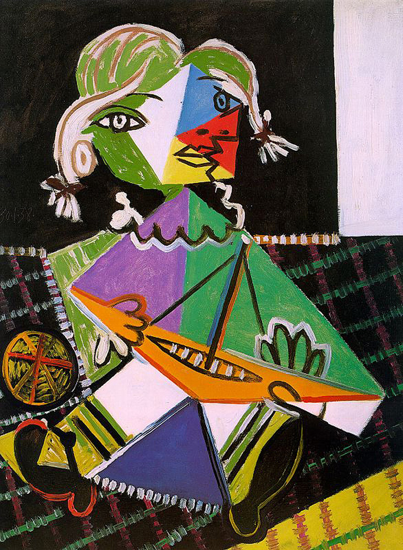 Maya with boat (1938) - Pablo Picasso Tablo