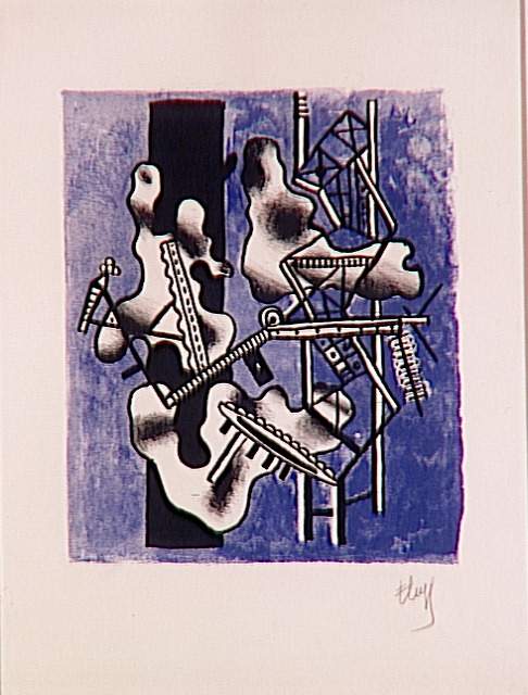 Mechanical Elements on a blue background (1948) - Fernand Léger Tablo