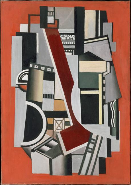 Mechanical Elements on red background (1924) - Fernand Léger Tablo