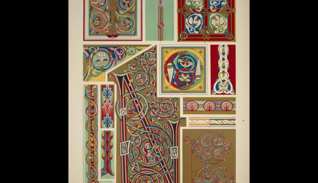 Medieval Ornament Illuminated Manuscripts no. 1. Portions of illuminated manuscripts of the twelfth - Owen Jones Tablo