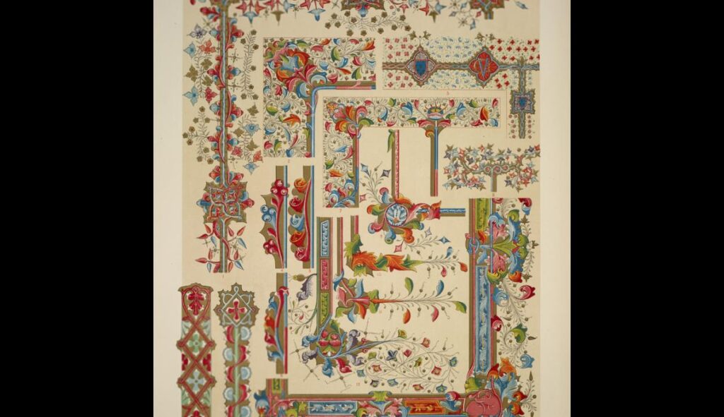 Medieval Ornament Illuminated Manuscripts no. 2. Portions of illuminated manuscripts of the thirteen - Owen Jones Tablo