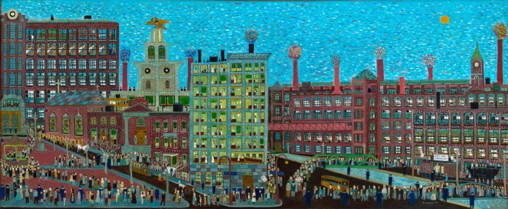 Meeting At The Commons Lawrence 1912 (1977) - Ralph Fasanella Tablo