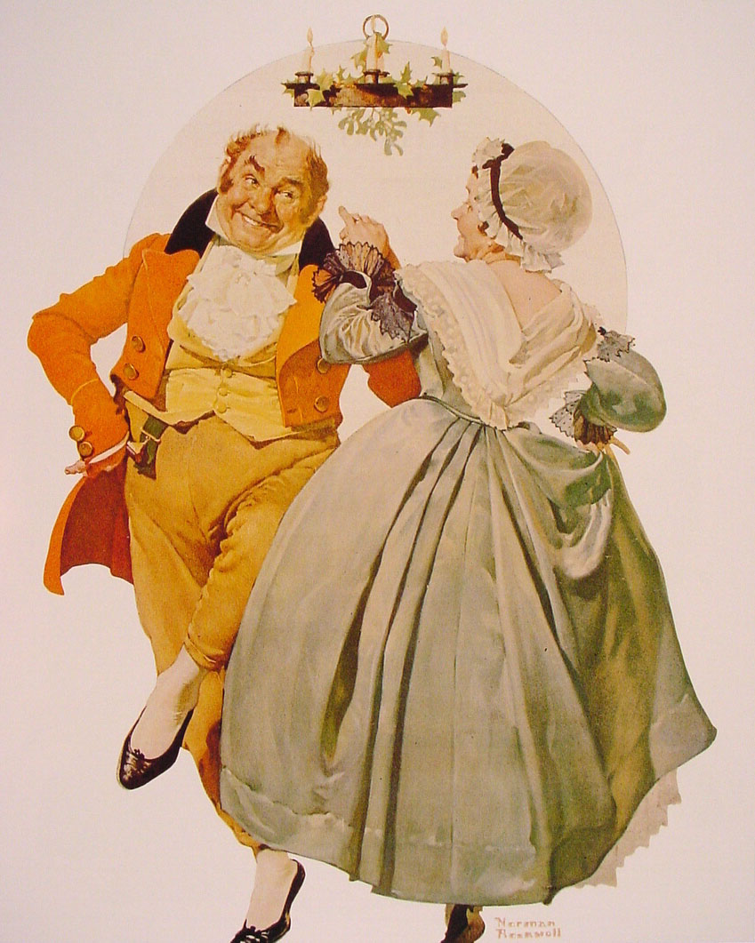 Merrie Christmas Couple Dancing Under the Mistletoe (1928) - Norman Rockwell Tablo