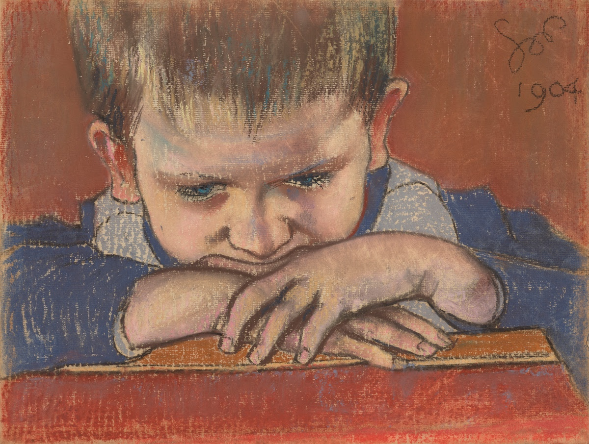 Mietek Leaning on His Arms (1904) - Stanisław Wyspiański Tablo
