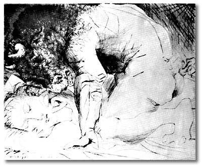 Minotaur caressing a sleeping woman (1933) - Pablo Picasso Tablo