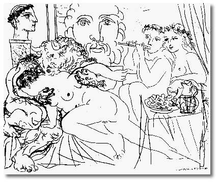 Minotaur caressing a woman (1933) - Pablo Picasso Tablo
