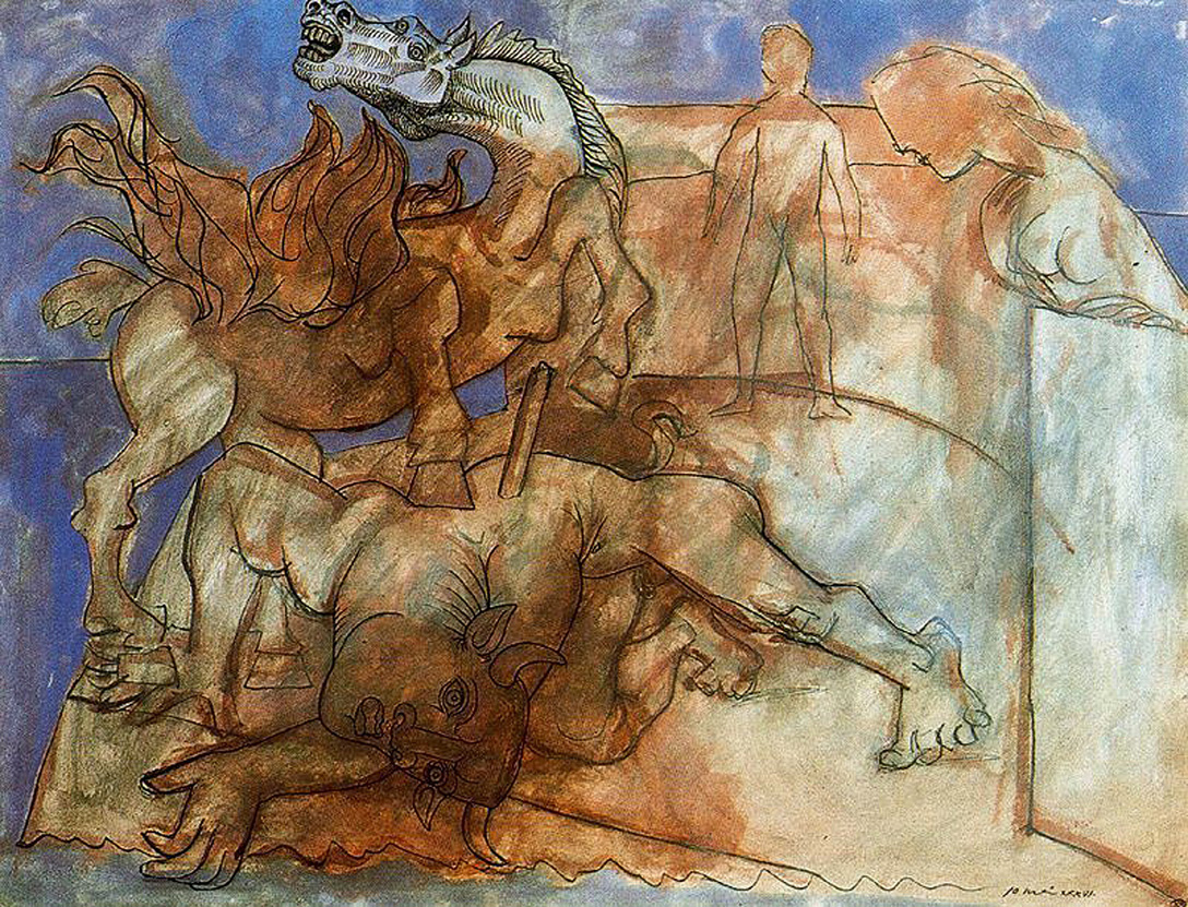 Minotaur is wounded, horse and personages (1936) - Pablo Picasso Tablo