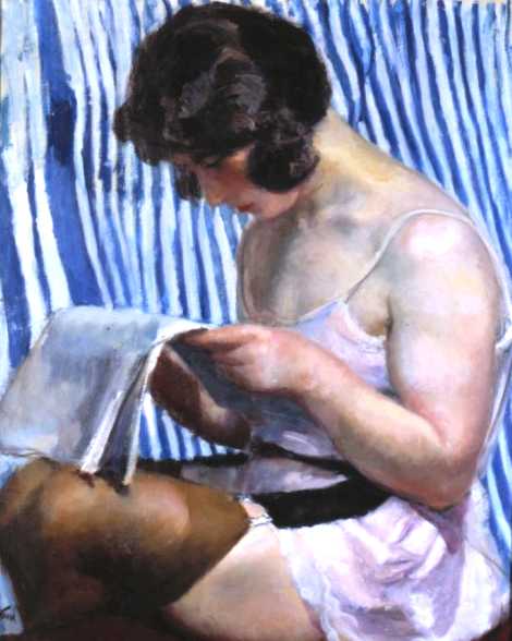 Model Reading a Newspaper (1923) - Wojciech Weiss Tablo
