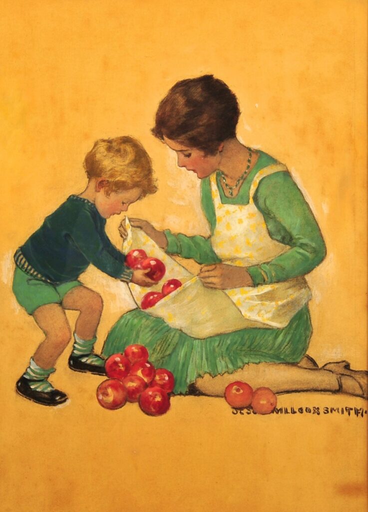 Mom With Apples (1929) - Jessie Willcox Smith Tablo